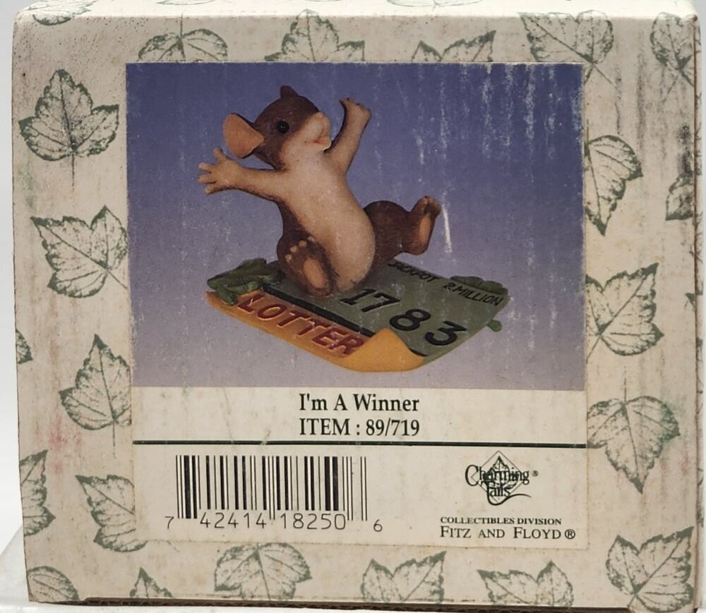 Charming Tails I'M A WINNER Fitz & Floyd 89/719. Jackpot! Lottery Ticket